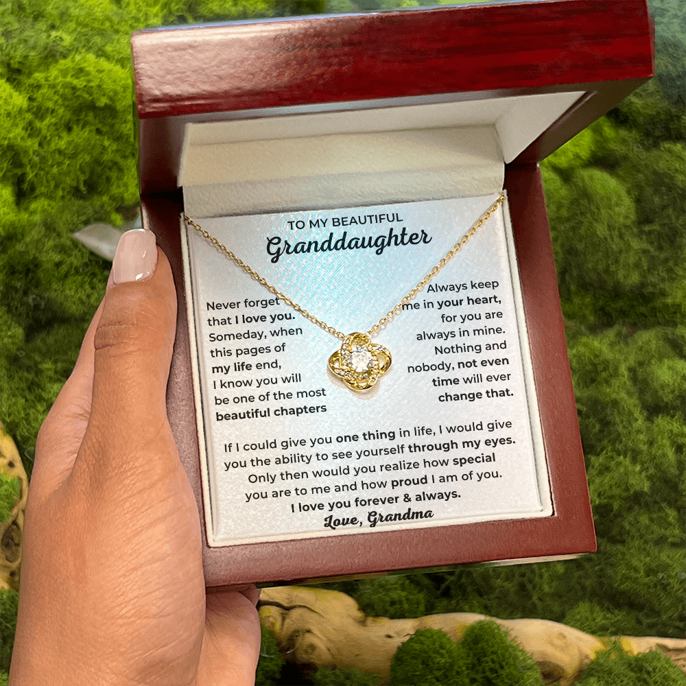 To My Beautiful Granddaughter - I Love You Forever & Always - Love Knot Necklace