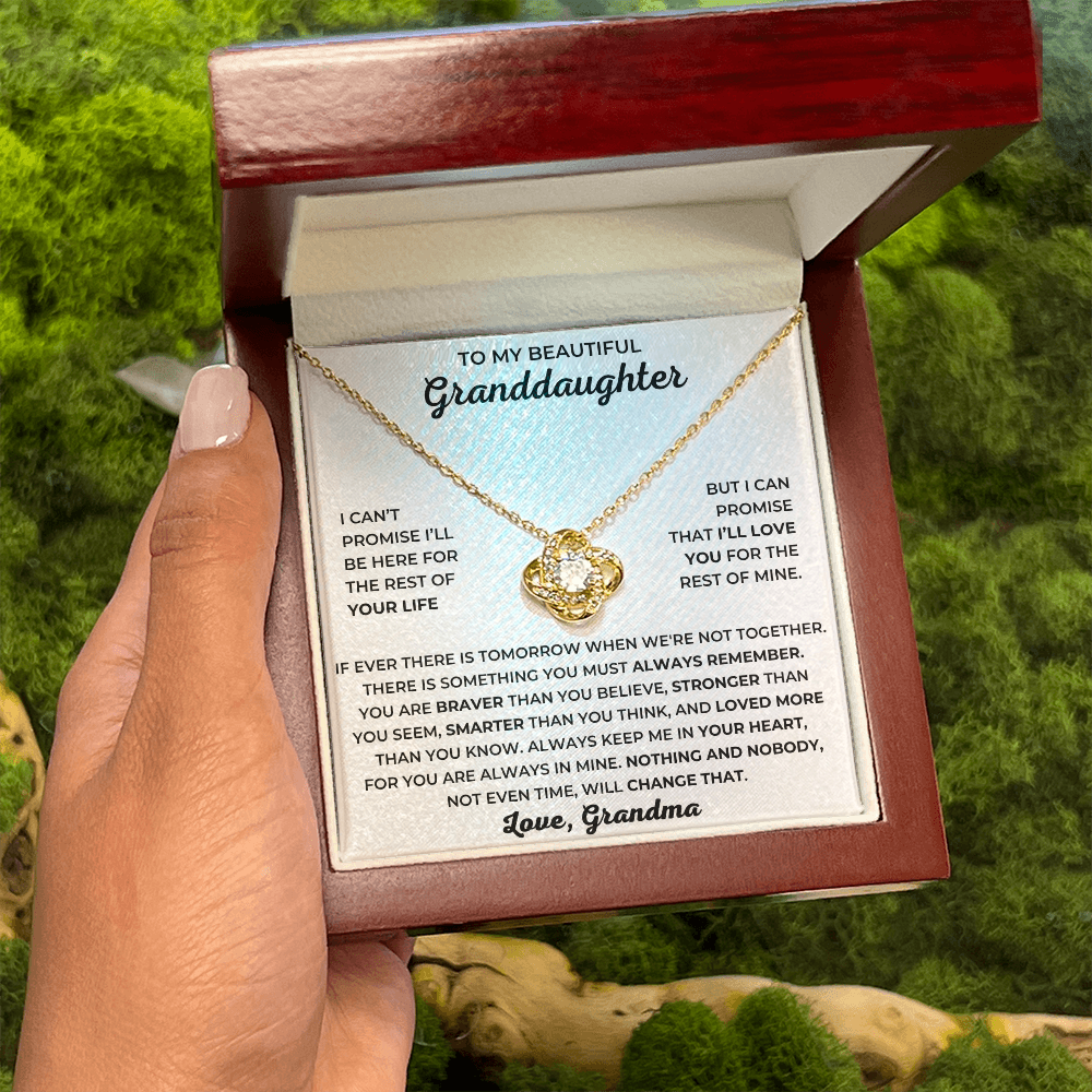 To My Beautiful Granddaughter - I Can Promise That I'll Love You For The Rest Of Mine - Love Knot Necklace