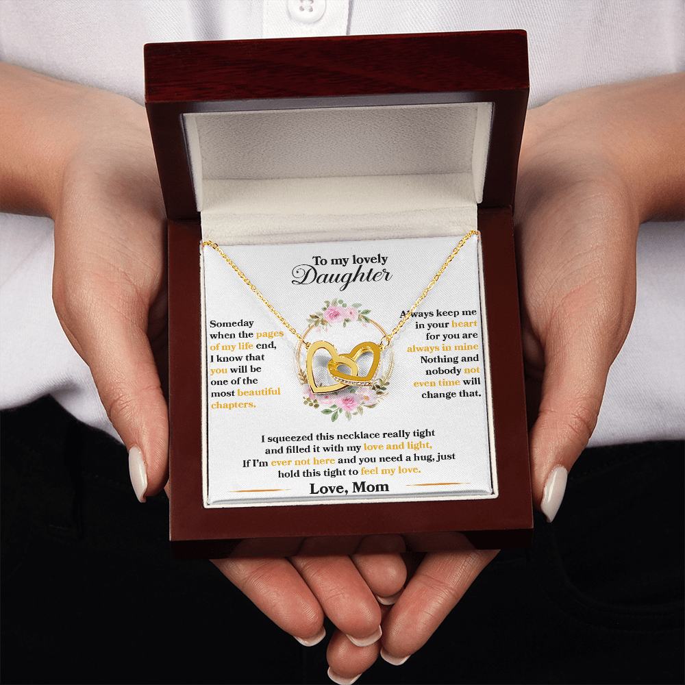 To My Lovely Daughter - Always Keep Me In Your Heart - Interlocking Hearts Necklace