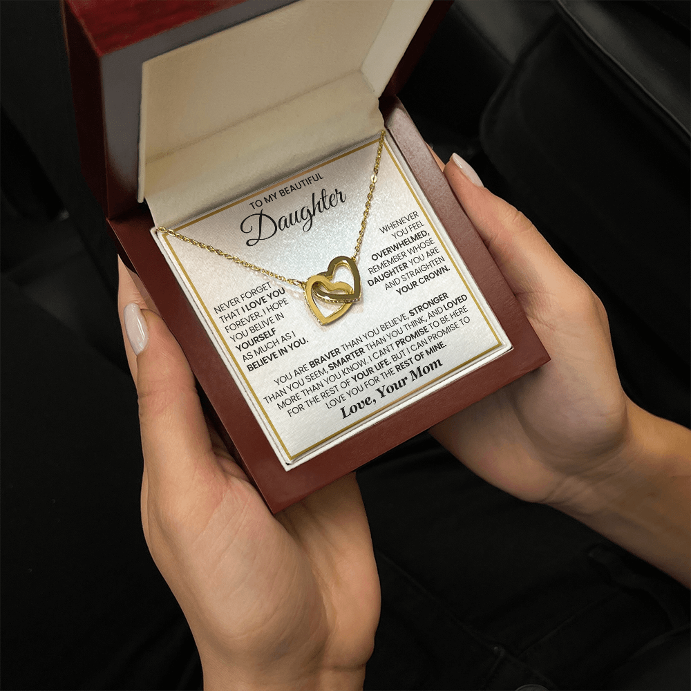 To My Daughter - I Can Promise To Love You For The Rest Of Mine - Interlocking Hearts Necklace