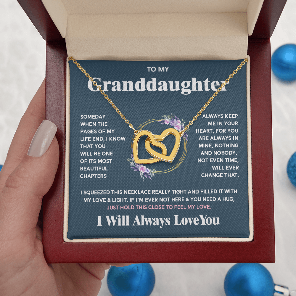 To My Granddaughter - I Will Always Love You - Interlocking Hearts Necklace