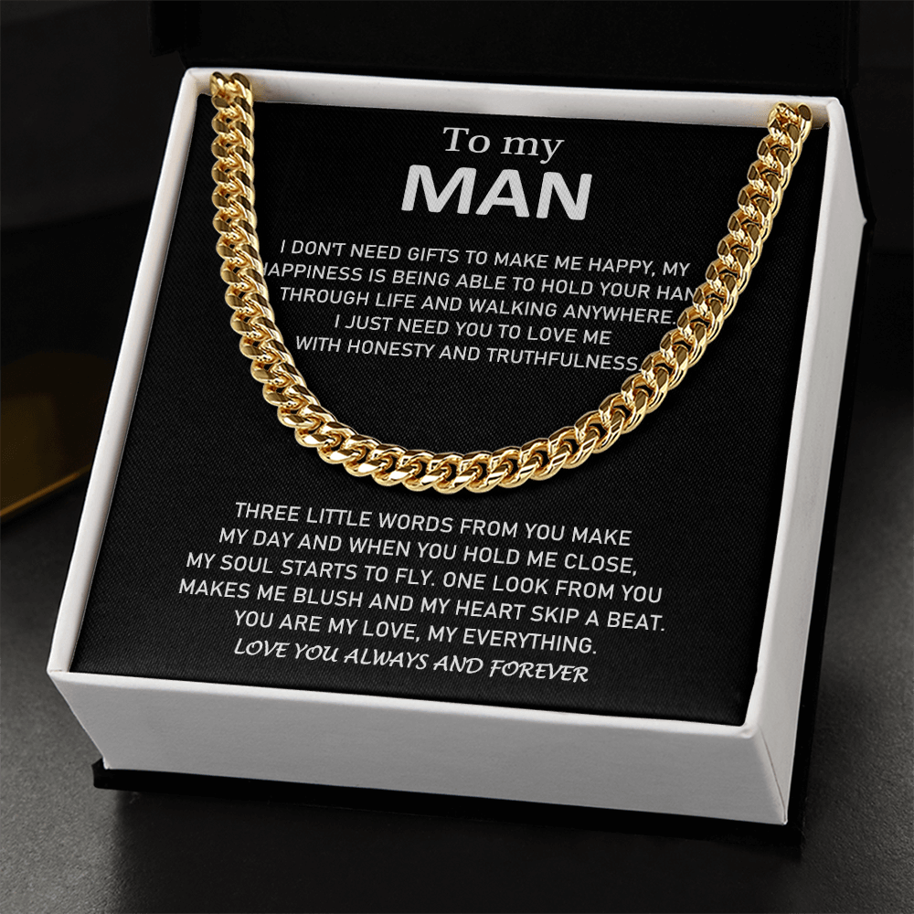 To My Man - You Are My Love, My Everything - Cuban Link Chain Necklace