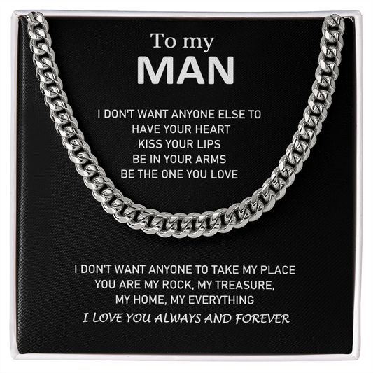 To My Man - I Love You Always And Forever - Cuban Link Chain Necklace