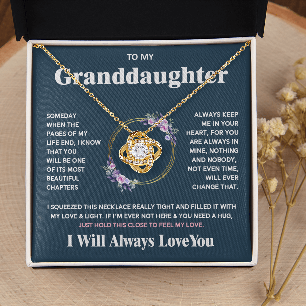 To My Granddaughter - I Will Always Love You - Love Knot Necklace