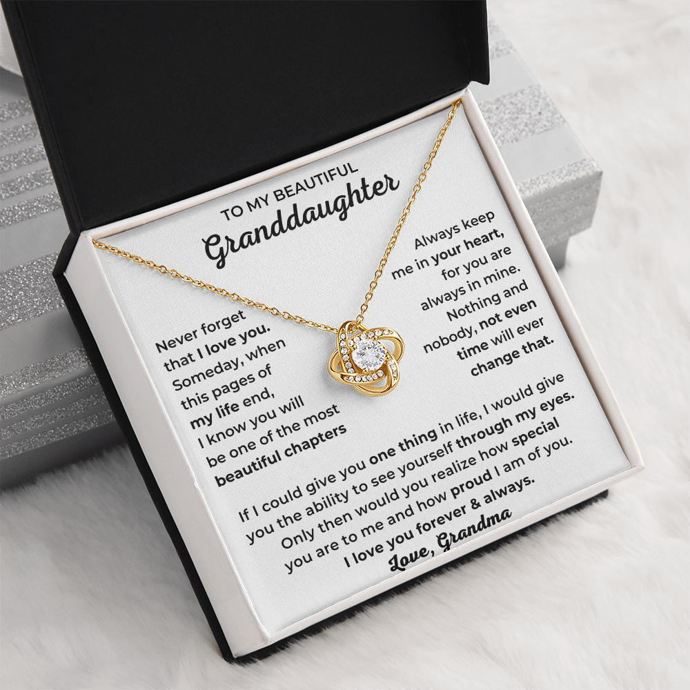 To My Beautiful Granddaughter - I Love You Forever & Always - Love Knot Necklace