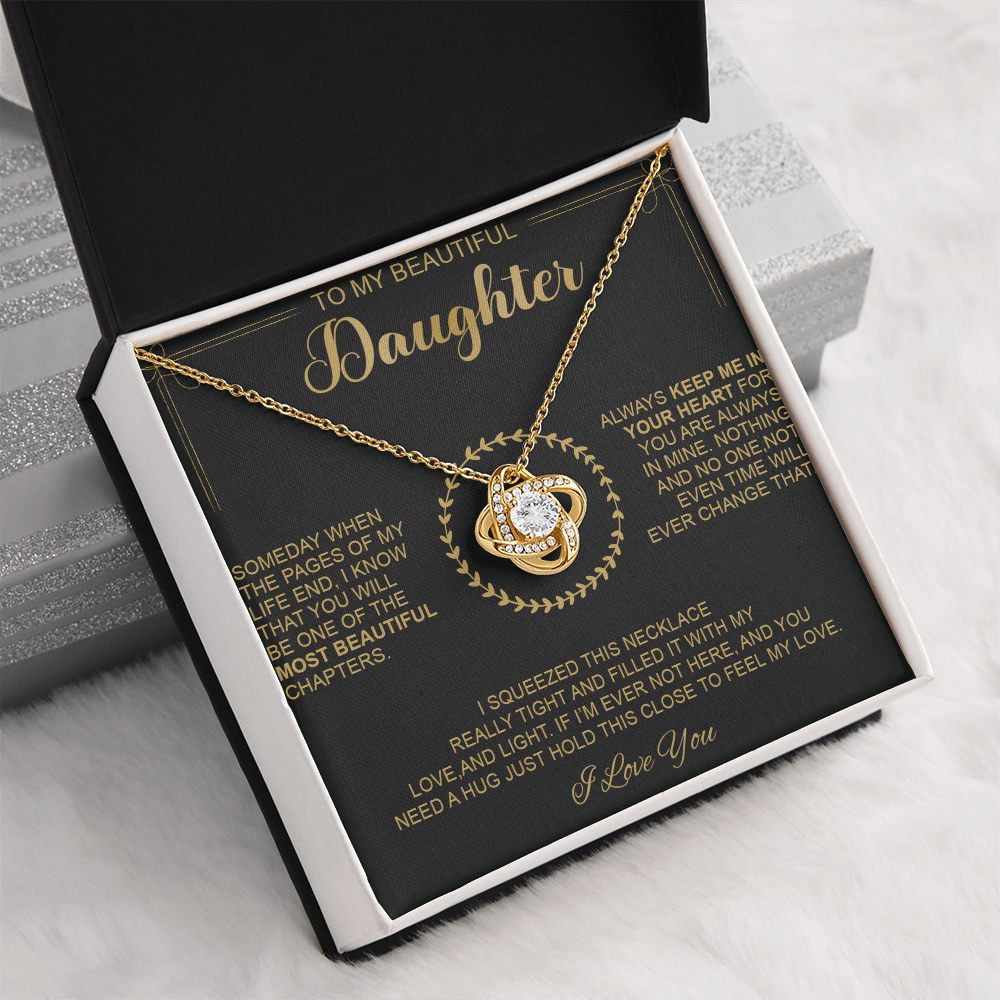 To My Beautiful Daughter - Always Keep Me In Your Heart - Love Knot Necklace