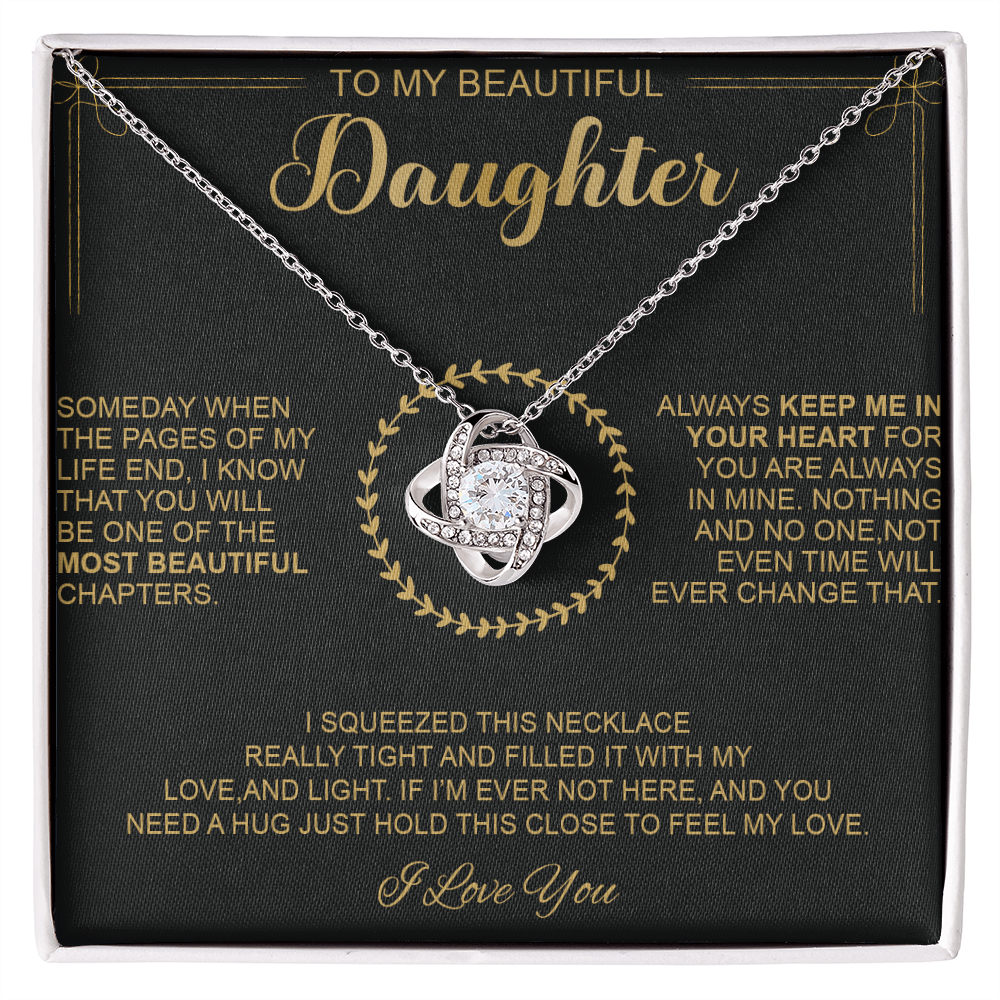 To My Beautiful Daughter - Always Keep Me In Your Heart - Love Knot Necklace