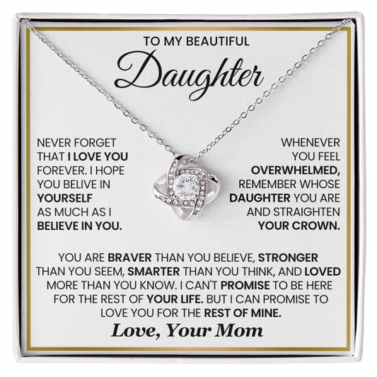 To My Daughter - I Can Promise To Love You For The Rest Of Mine - Love Knot Necklace