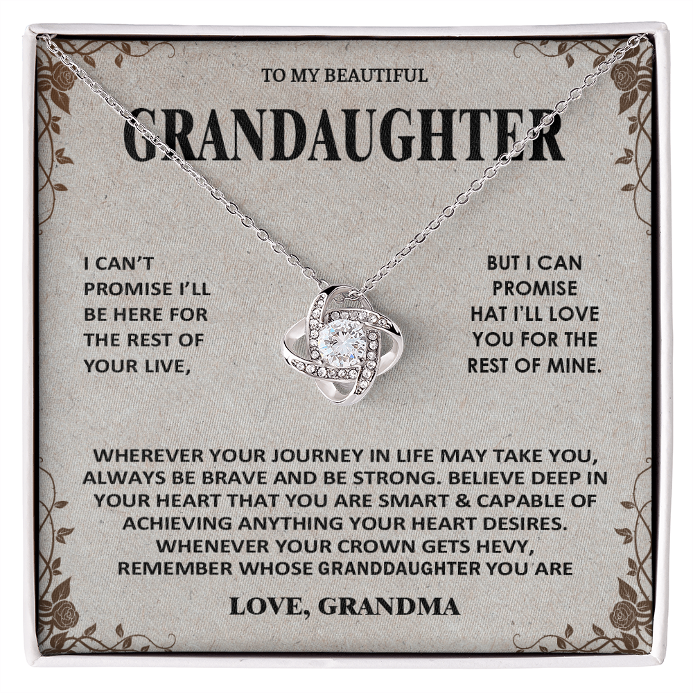 To My Beautiful Granddaughter - Love You Always And Forever - Love Knot Necklace