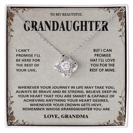 To My Beautiful Granddaughter - Love You Always And Forever - Love Knot Necklace