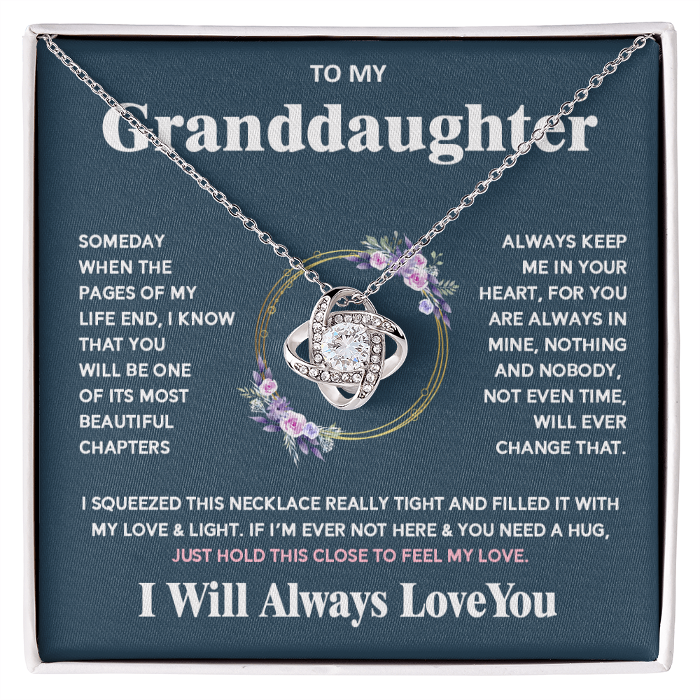 To My Granddaughter - I Will Always Love You - Love Knot Necklace