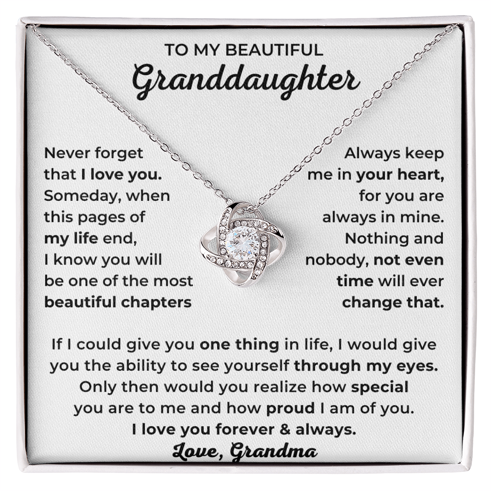 To My Beautiful Granddaughter - I Love You Forever & Always - Love Knot Necklace