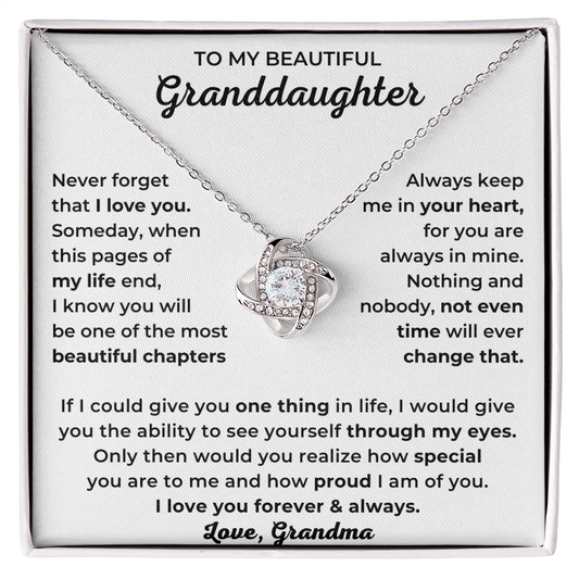To My Beautiful Granddaughter - I Love You Forever & Always - Love Knot Necklace