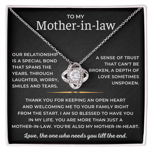 To My Mother-in-law - You're Also My Mother-in-heart - Love Knot Necklace