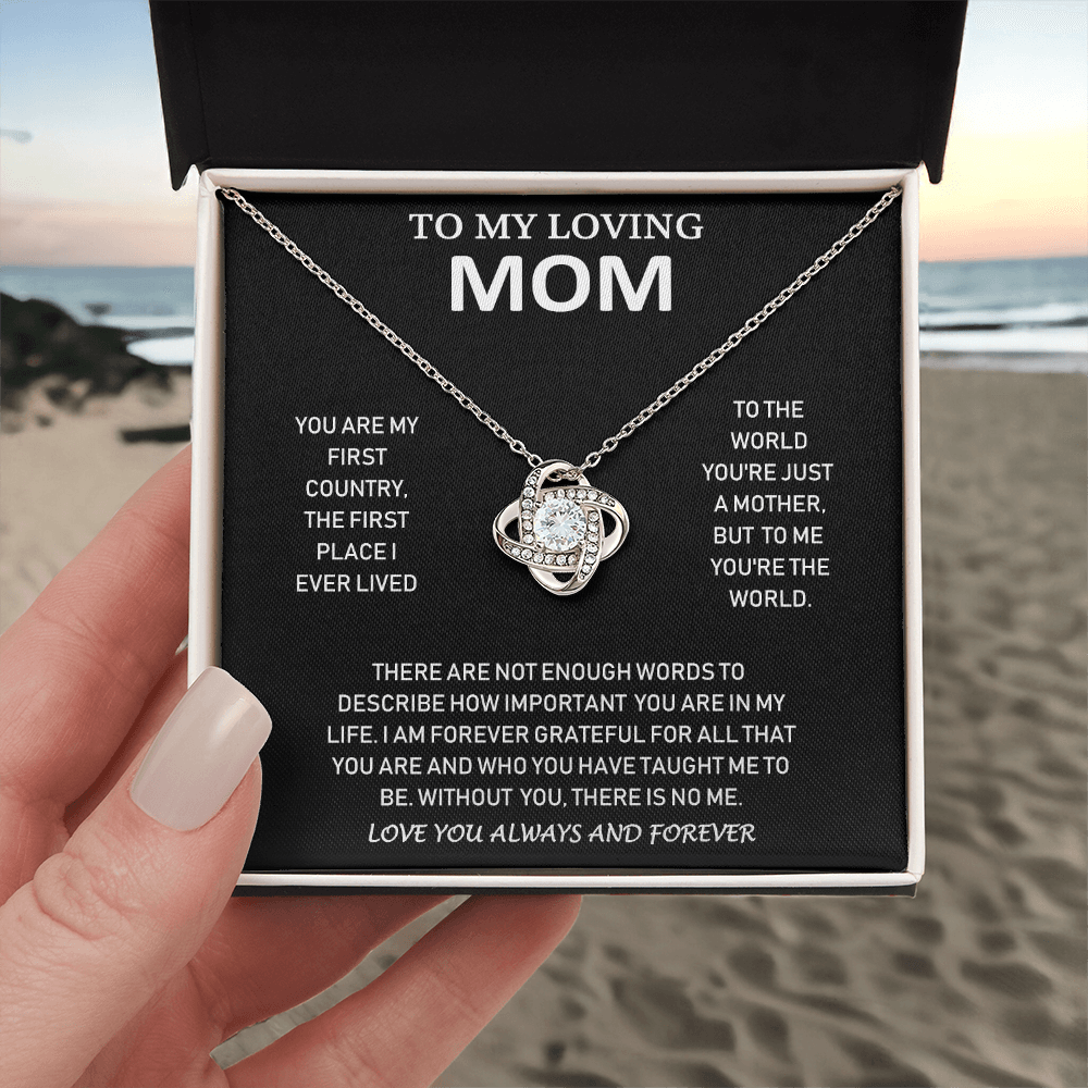 To My Loving Mom - Love You Always And Forever - Love Knot Necklace