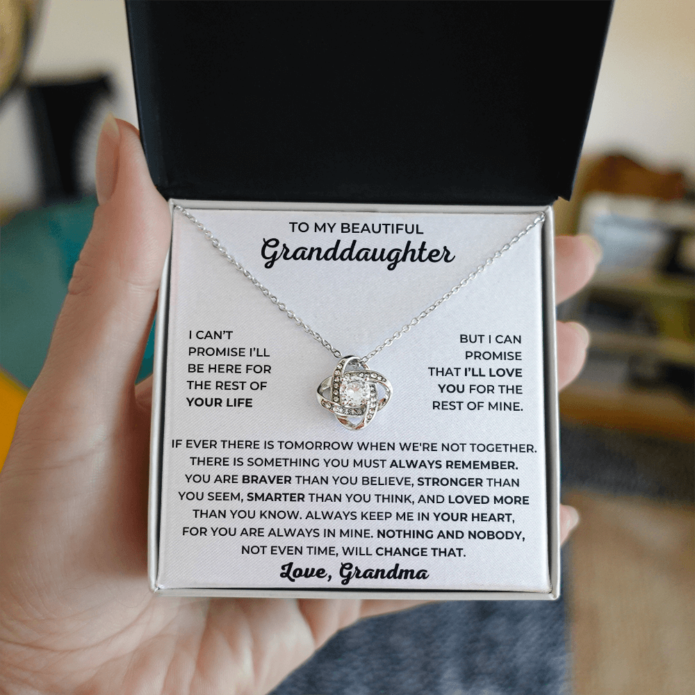To My Beautiful Granddaughter - I Can Promise That I'll Love You For The Rest Of Mine - Love Knot Necklace