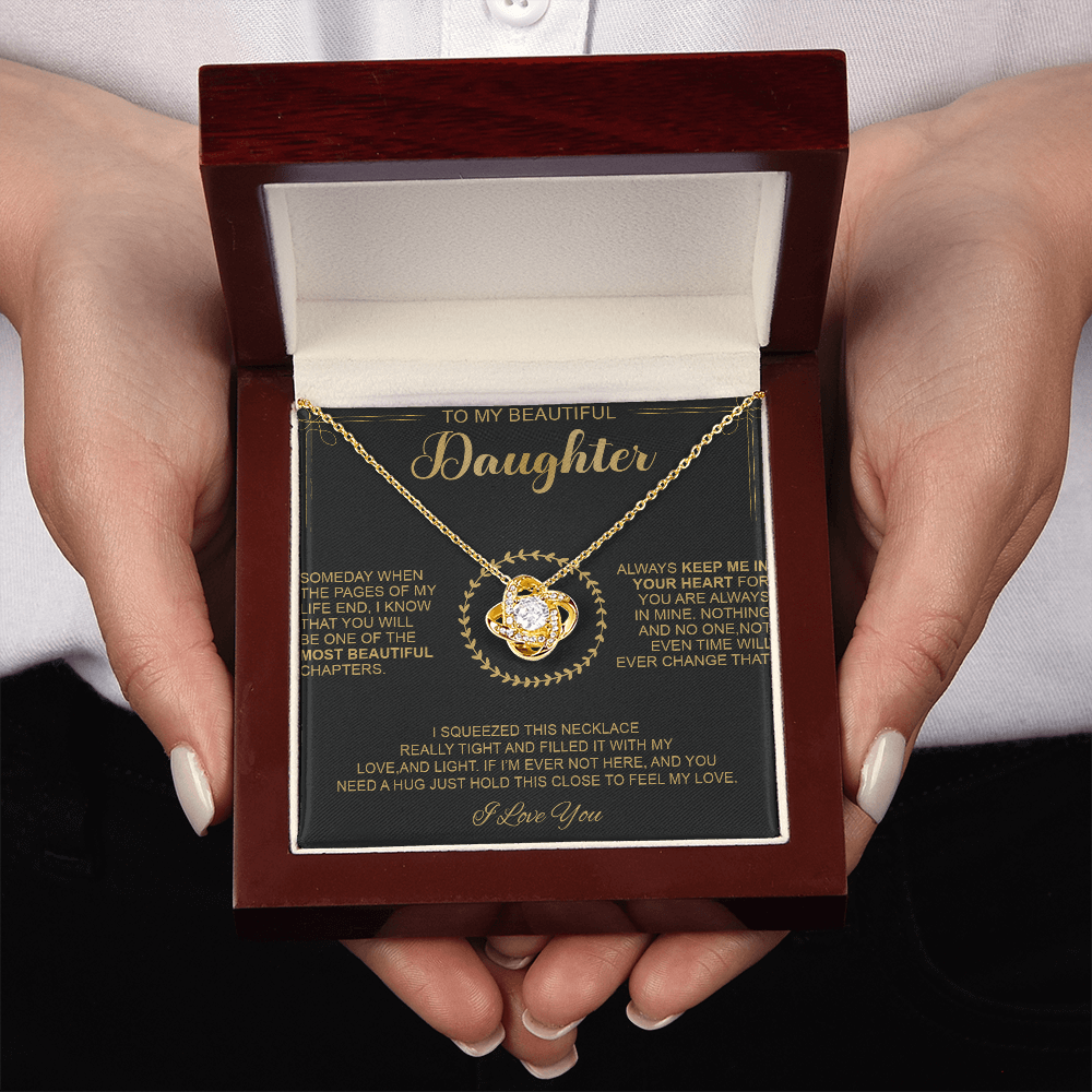 To My Beautiful Daughter - Always Keep Me In Your Heart - Love Knot Necklace