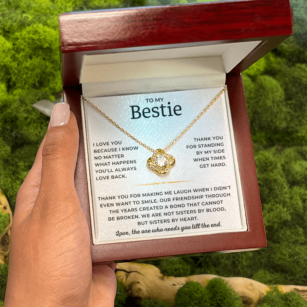 To My Bestie - Thank You For Standing By My Side When Times Get Hard - Love Knot Necklace