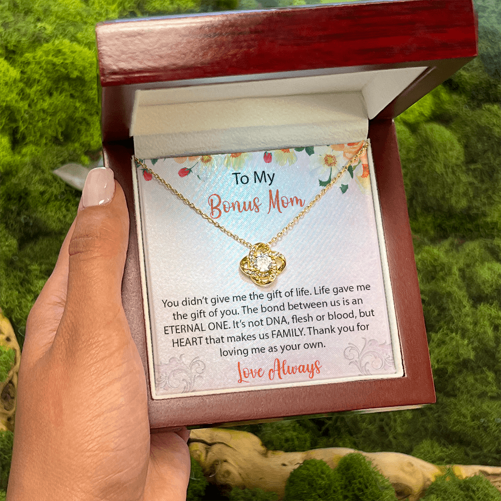To My Bonus Mom - Thank You For Loving Me As Your Own - Love Knot Necklace