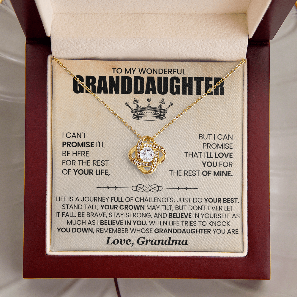 To My Wonderful Granddaughter - I Can Promise That I'll Love You For The Rest Of Mine - Love Knot Necklace