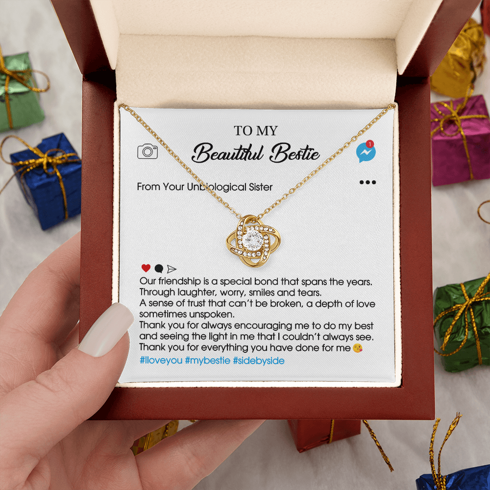To My Beautiful Bestie - Thank You For Everything You Have Done For Me - Love Knot Necklace