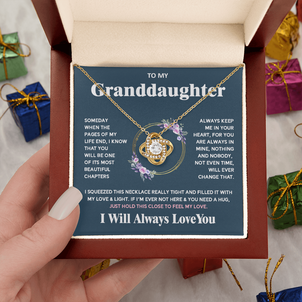 To My Granddaughter - I Will Always Love You - Love Knot Necklace