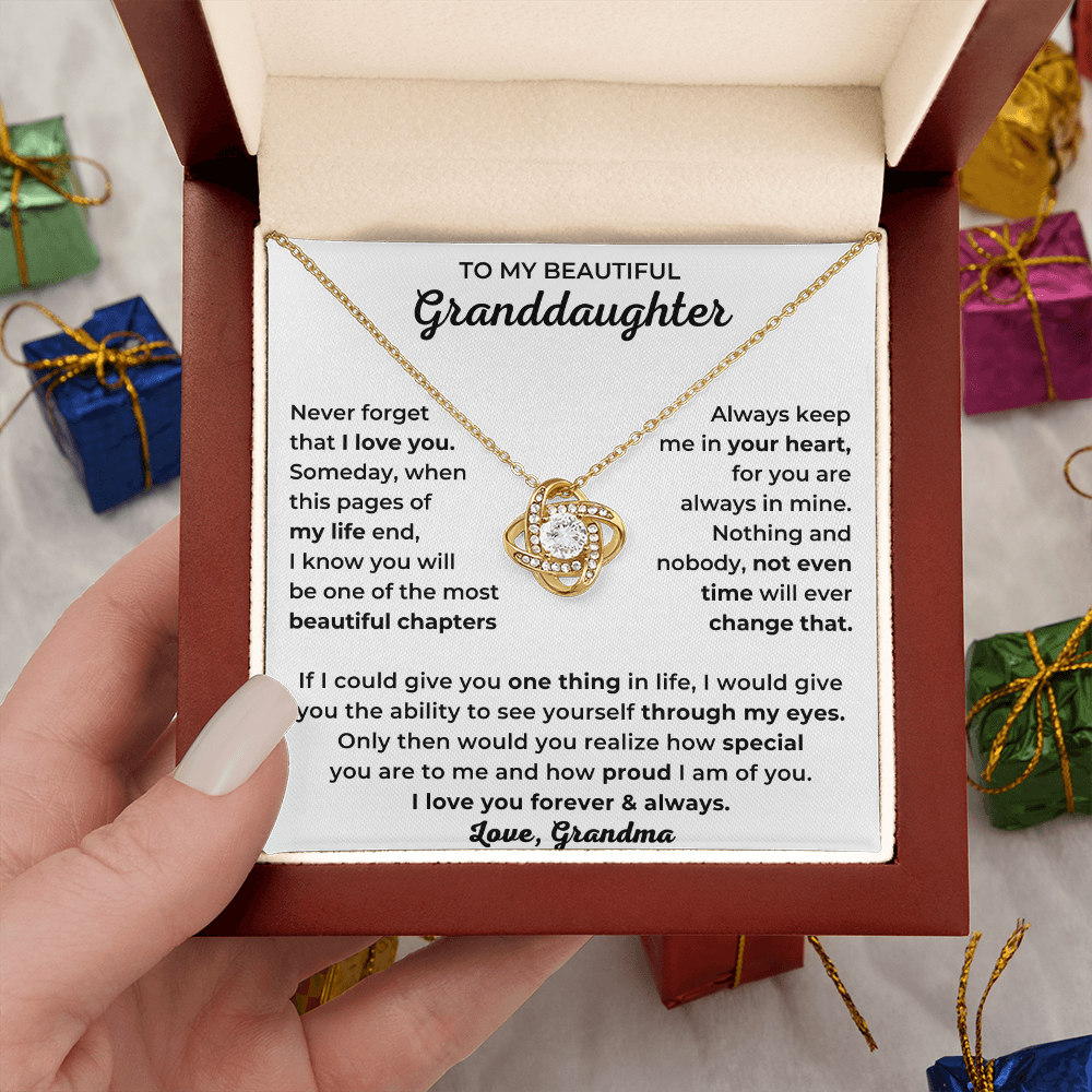 To My Beautiful Granddaughter - I Love You Forever & Always - Love Knot Necklace