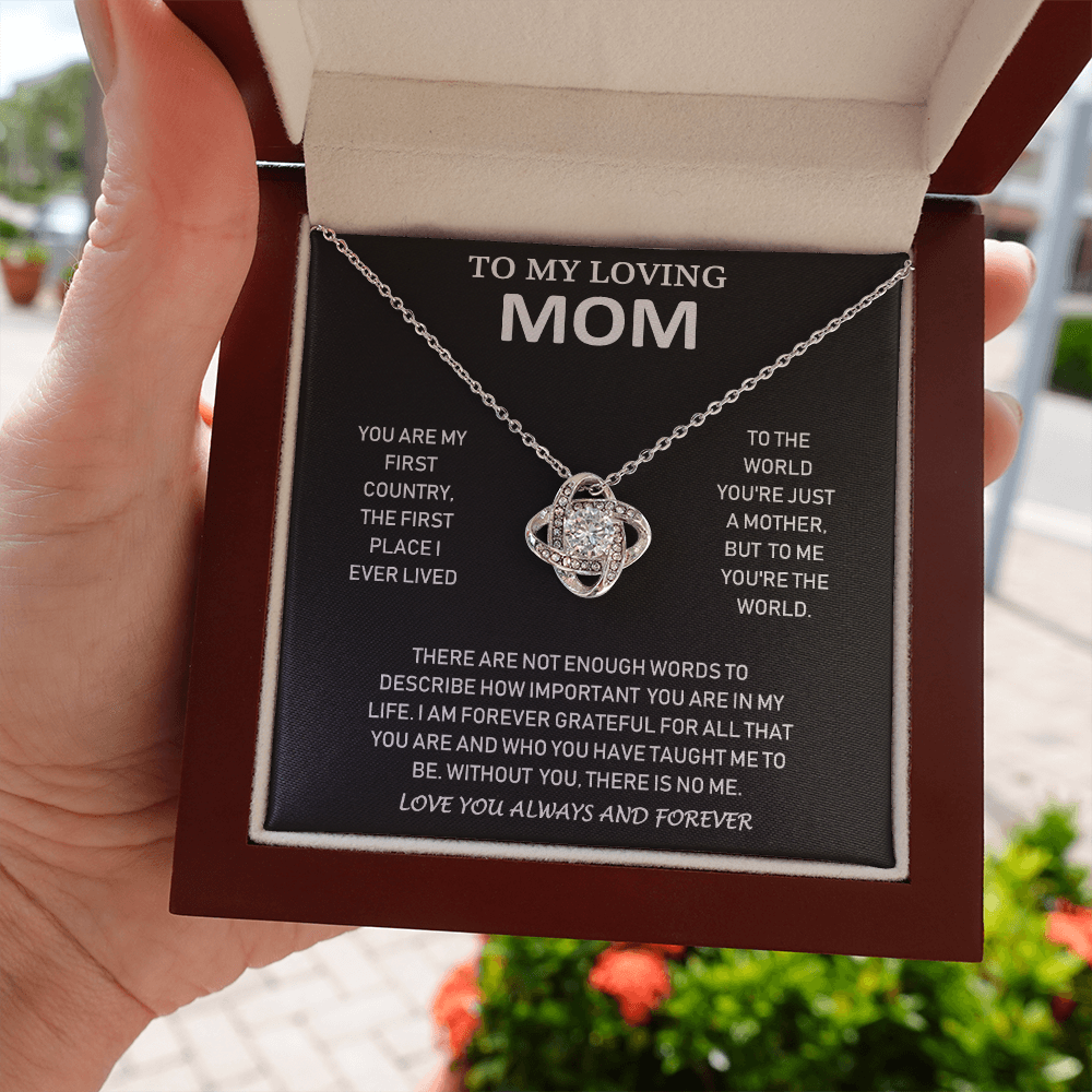 To My Loving Mom - Love You Always And Forever - Love Knot Necklace