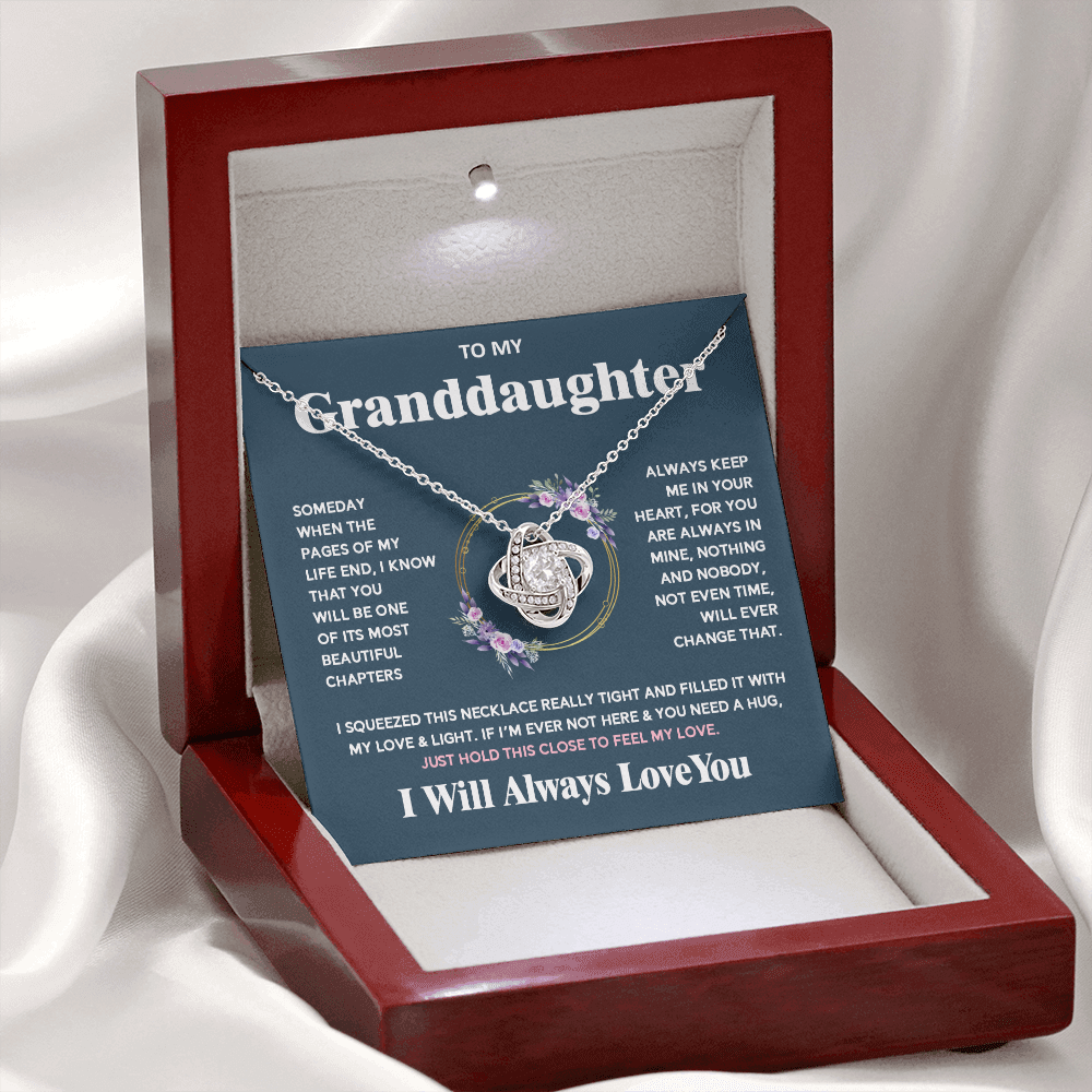 To My Granddaughter - I Will Always Love You - Love Knot Necklace
