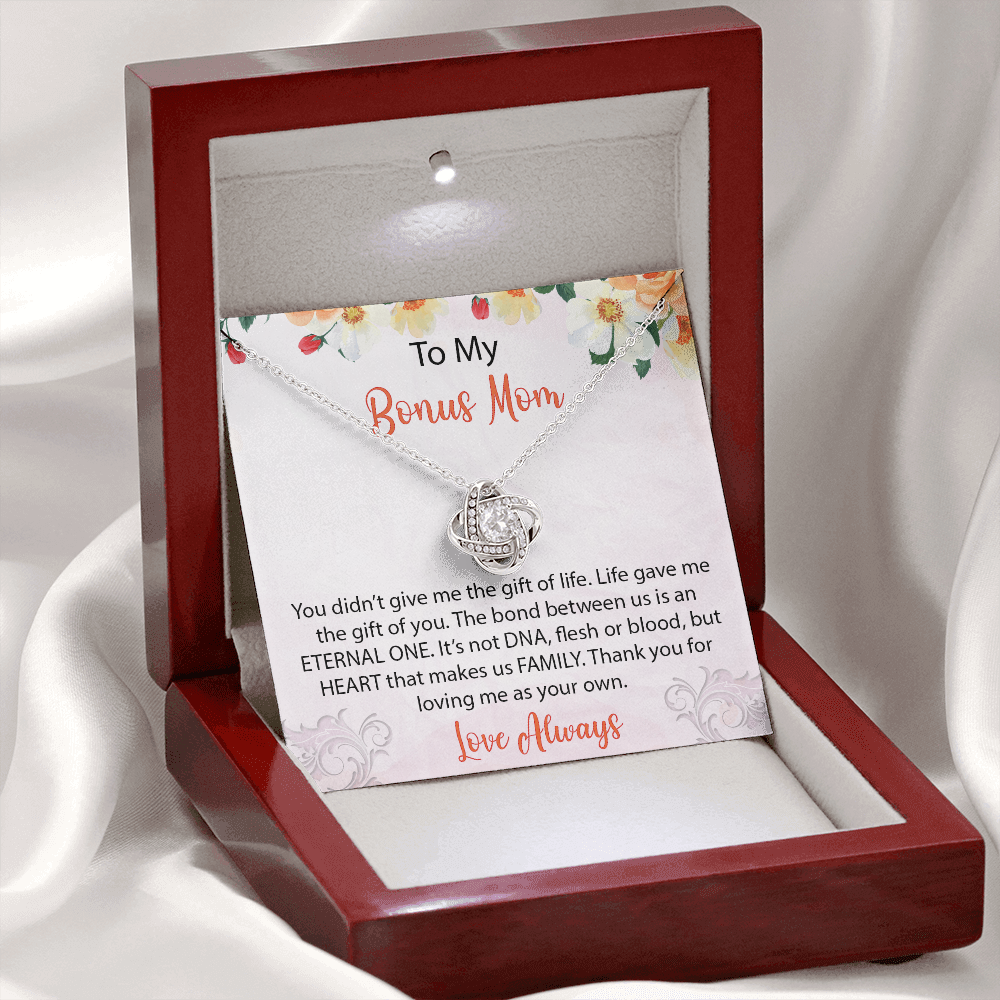 To My Bonus Mom - Thank You For Loving Me As Your Own - Love Knot Necklace