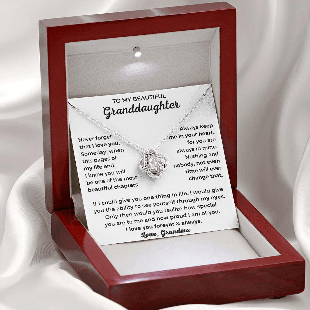 To My Beautiful Granddaughter - I Love You Forever & Always - Love Knot Necklace