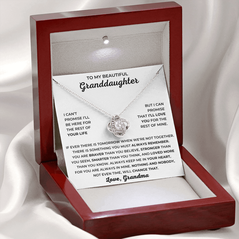 To My Beautiful Granddaughter - I Can Promise That I'll Love You For The Rest Of Mine - Love Knot Necklace