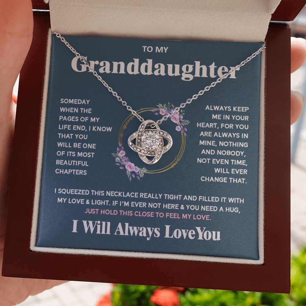 To My Granddaughter - I Will Always Love You - Love Knot Necklace