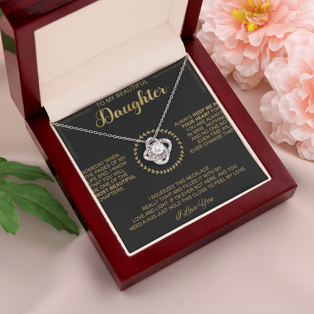 To My Beautiful Daughter - Always Keep Me In Your Heart - Love Knot Necklace