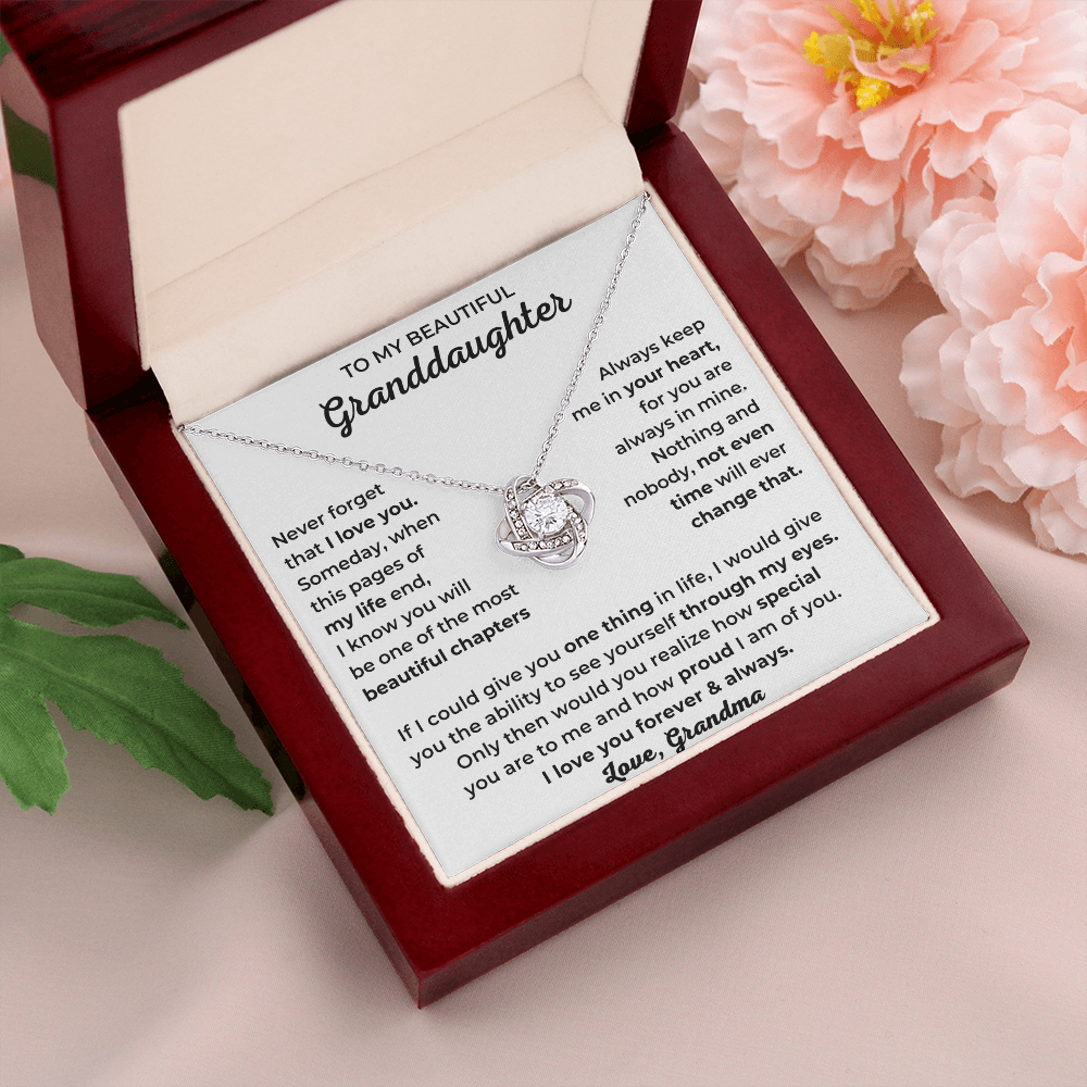 To My Beautiful Granddaughter - I Love You Forever & Always - Love Knot Necklace