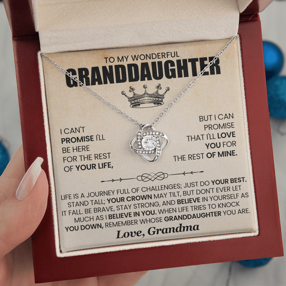 To My Wonderful Granddaughter - I Can Promise That I'll Love You For The Rest Of Mine - Love Knot Necklace