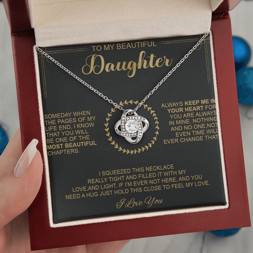 To My Beautiful Daughter - Always Keep Me In Your Heart - Love Knot Necklace