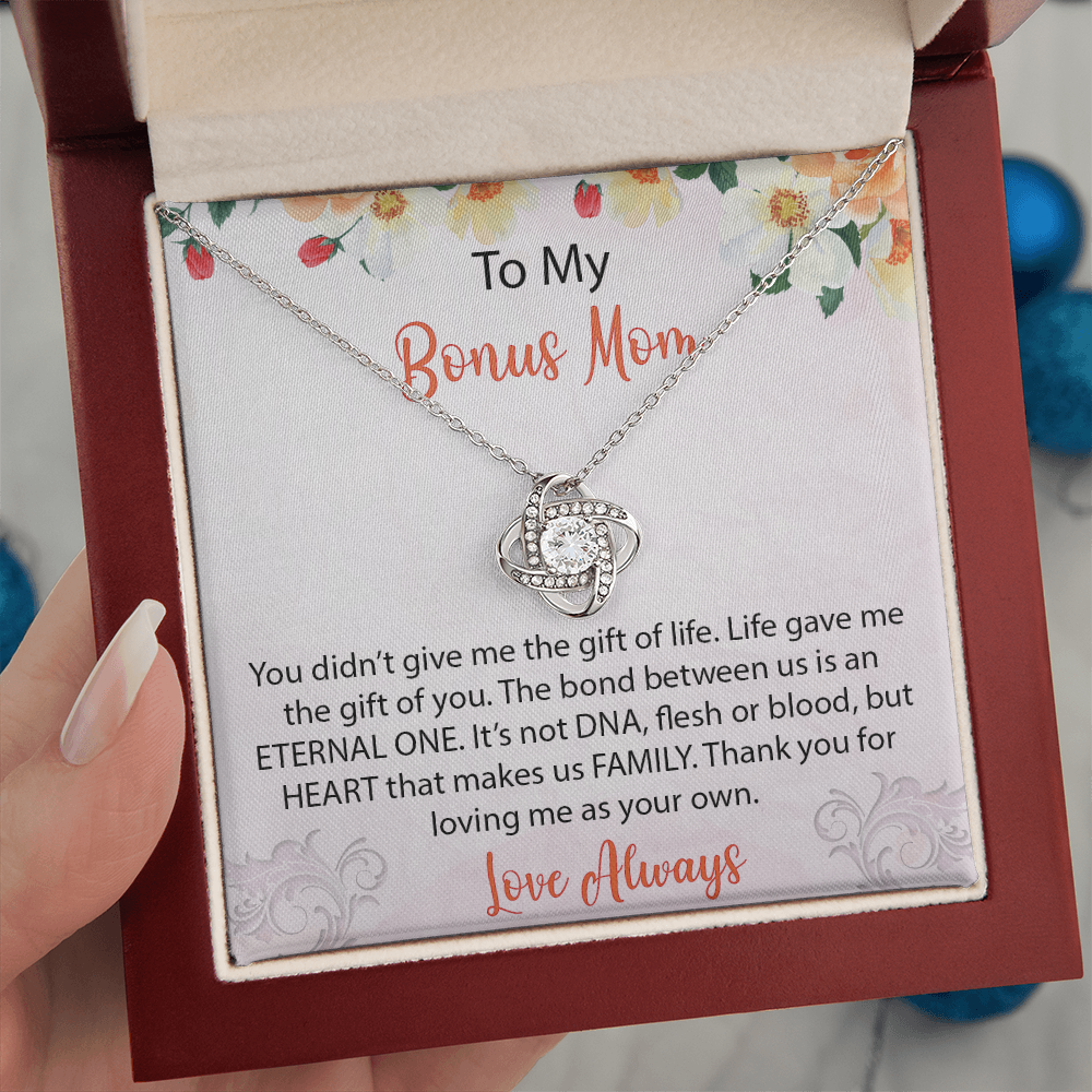 To My Bonus Mom - Thank You For Loving Me As Your Own - Love Knot Necklace