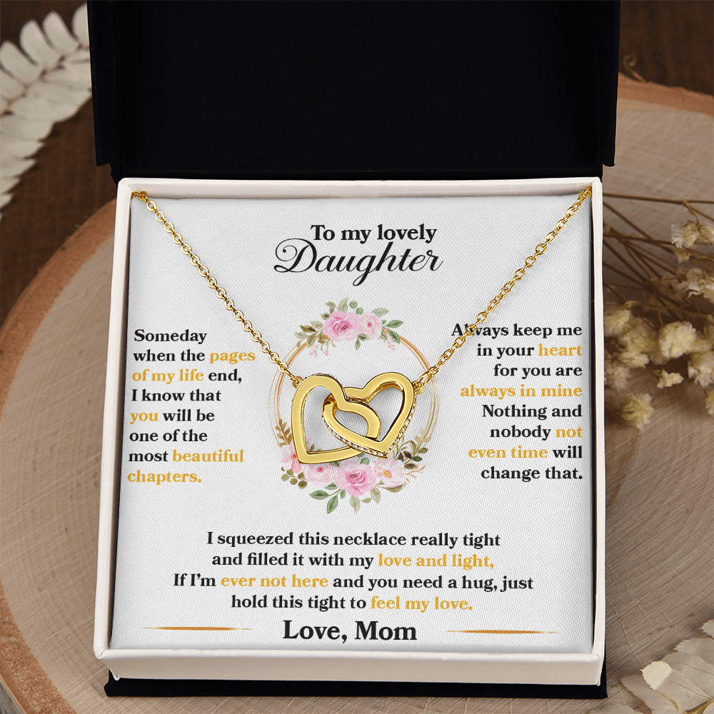 To My Lovely Daughter - Always Keep Me In Your Heart -  Interlocking Hearts Necklace