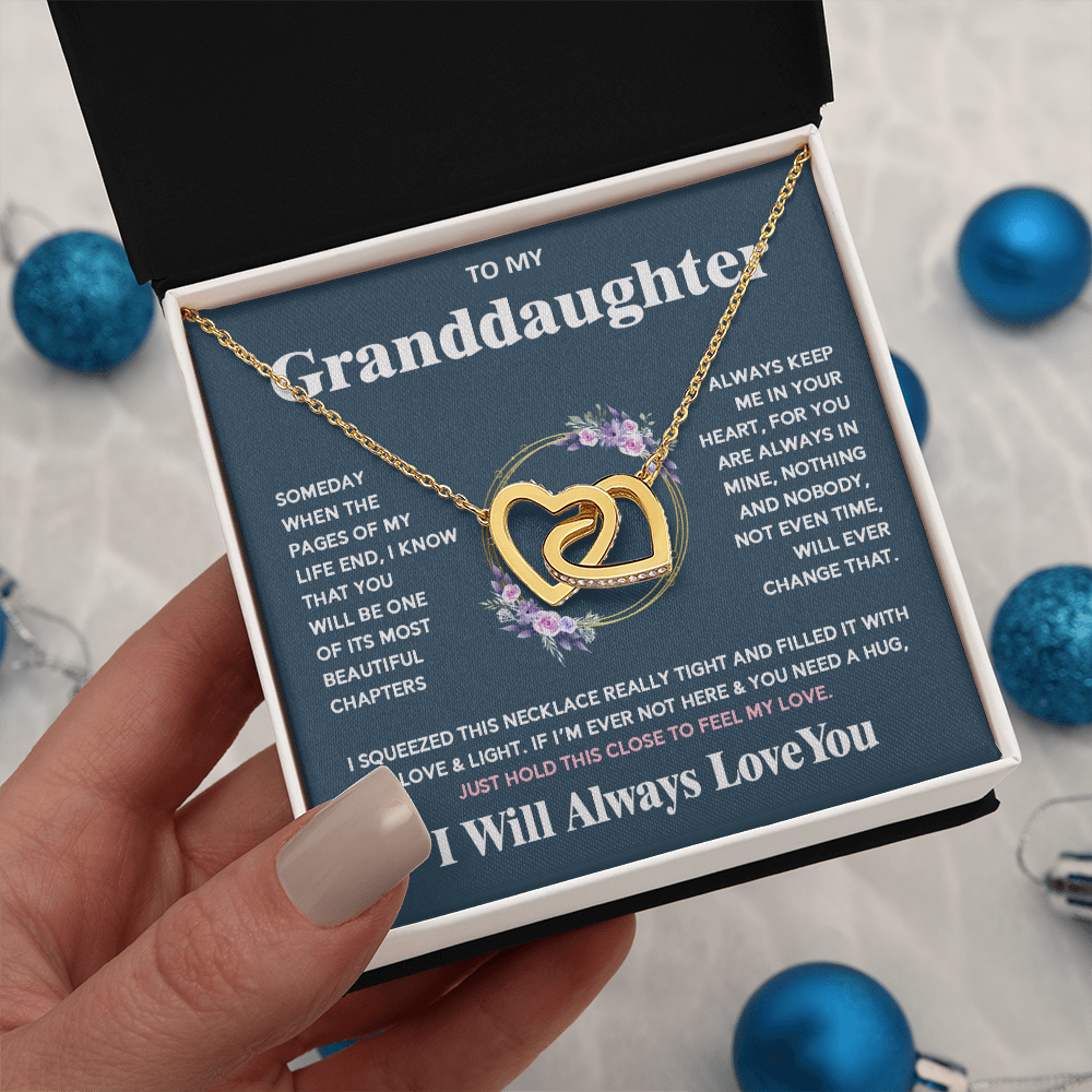 To My Granddaughter - I Will Always Love You - Interlocking Hearts Necklace