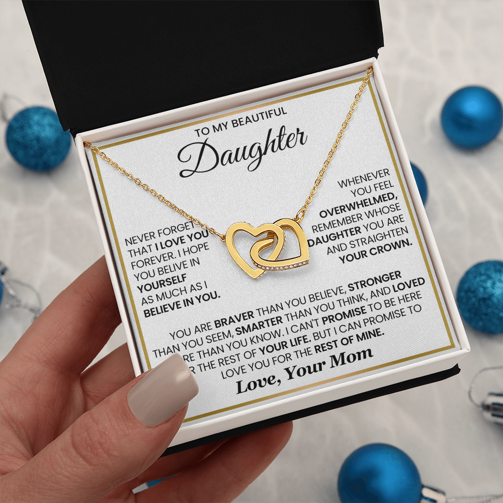 To My Daughter - I Can Promise To Love You For The Rest Of Mine - Interlocking Hearts Necklace