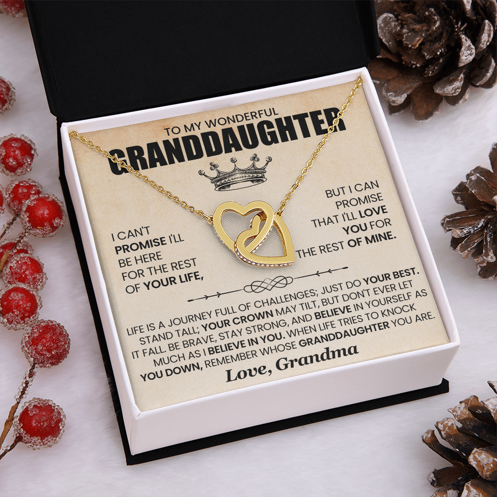 To My Wonderful Granddaughter - I Can Promise That I'll Love You For The Rest Of Mine - Interlocking Hearts Necklace