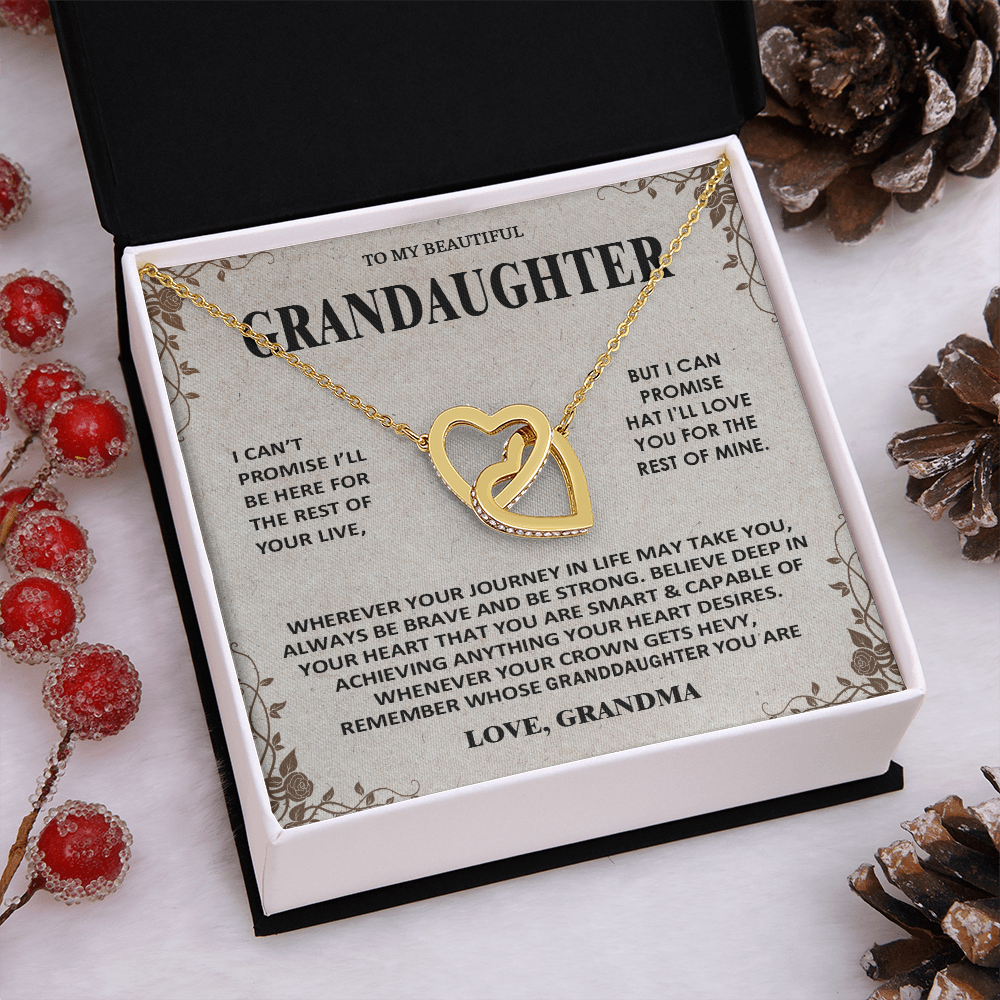 To My Beautiful Granddaughter - Love You Always And Forever - Interlocking Hearts Necklace