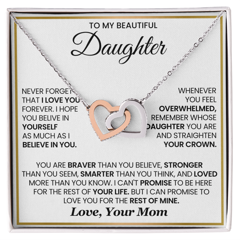To My Daughter - I Can Promise To Love You For The Rest Of Mine - Interlocking Hearts Necklace