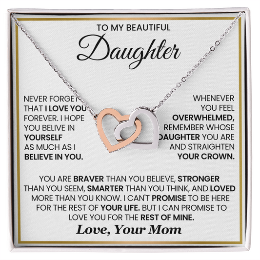 To My Daughter - I Can Promise To Love You For The Rest Of Mine - Interlocking Hearts Necklace