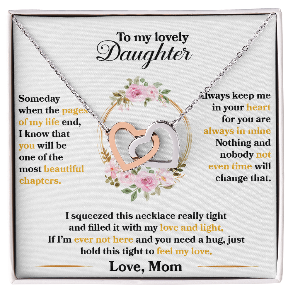 To My Lovely Daughter - Always Keep Me In Your Heart -  Interlocking Hearts Necklace
