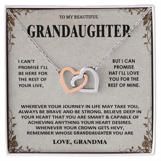 To My Beautiful Granddaughter - Love You Always And Forever - Interlocking Hearts Necklace