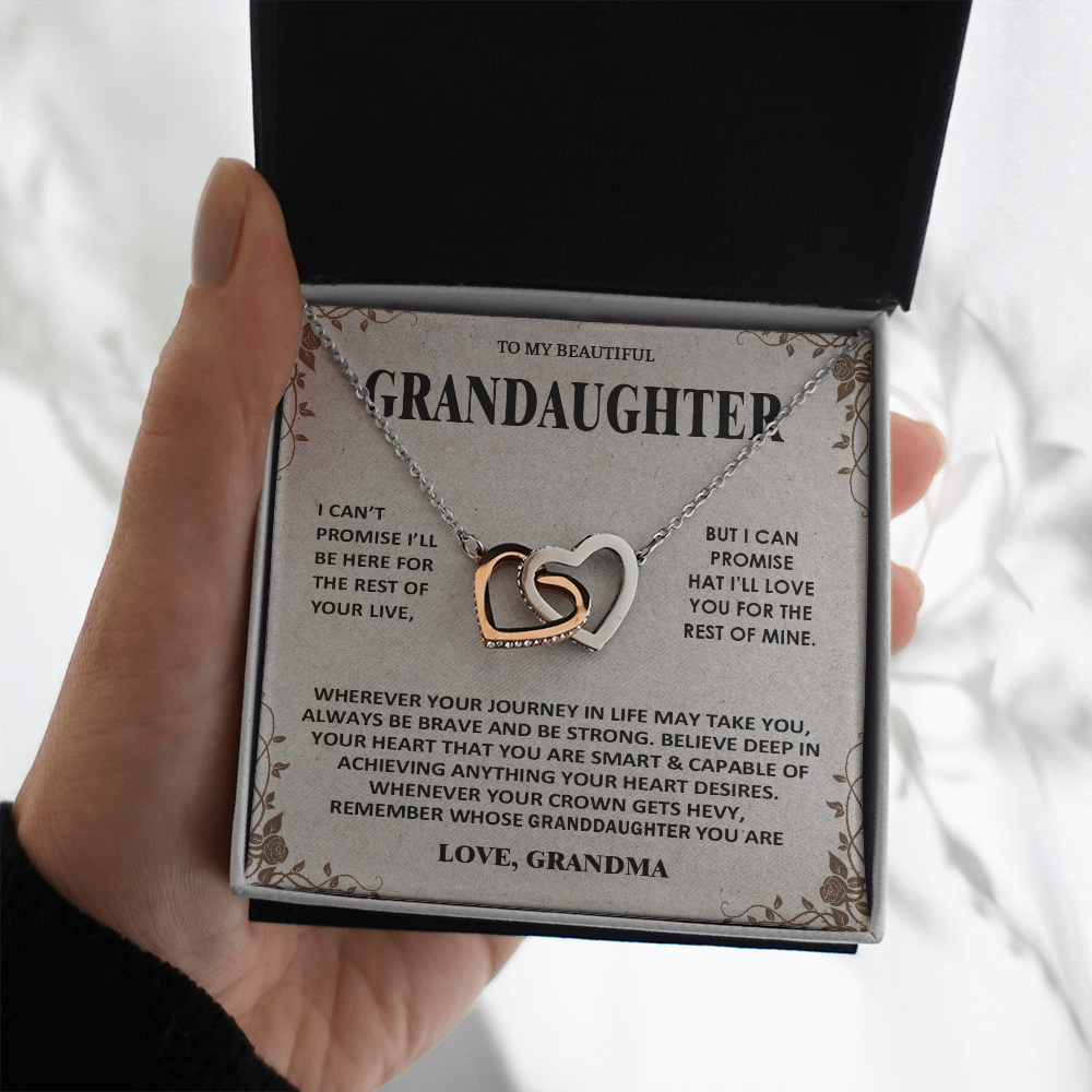 To My Beautiful Granddaughter - Love You Always And Forever - Interlocking Hearts Necklace