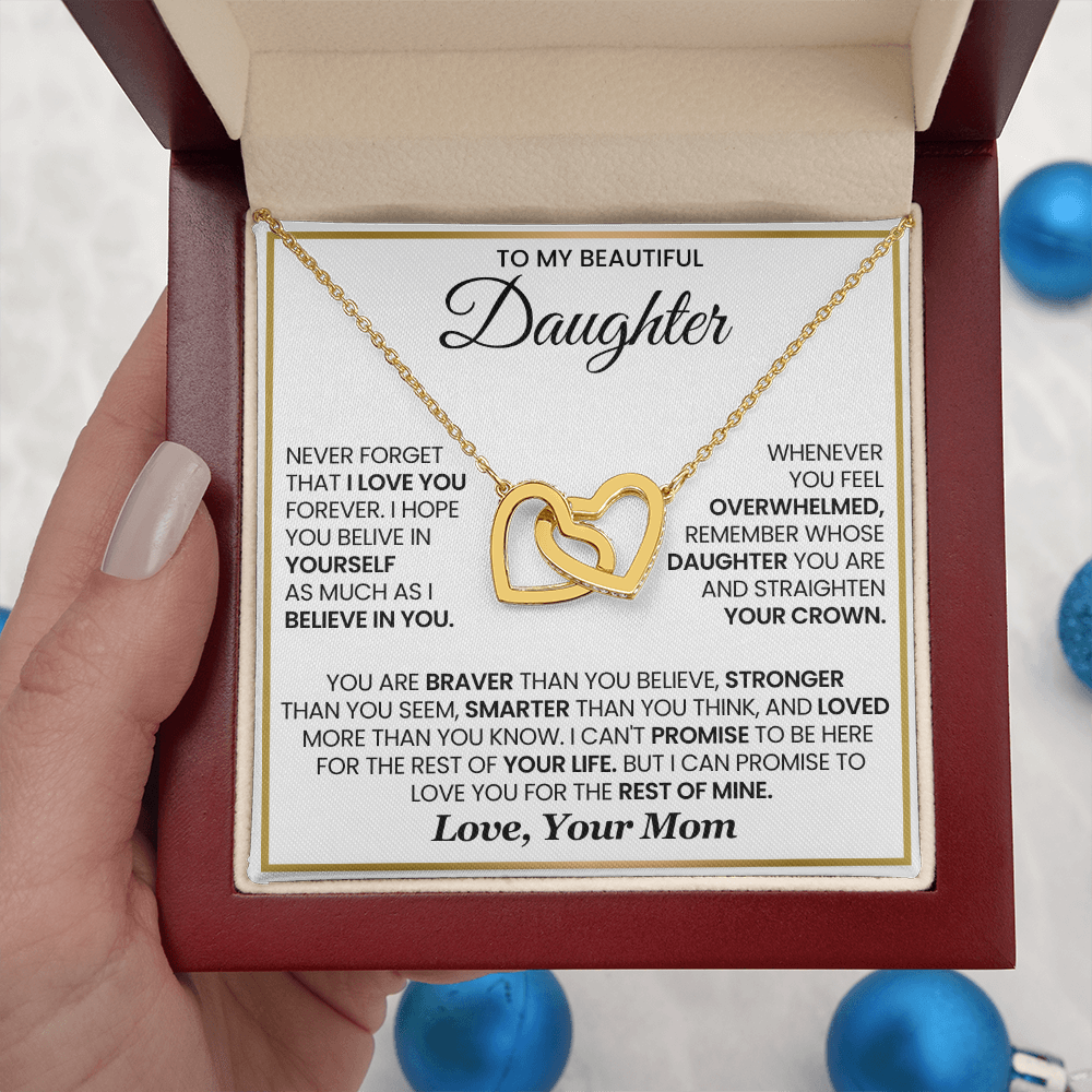 To My Daughter - I Can Promise To Love You For The Rest Of Mine - Interlocking Hearts Necklace