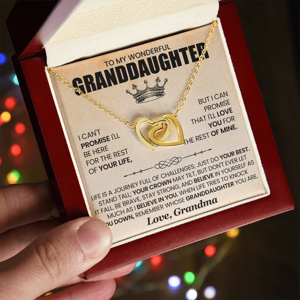 To My Wonderful Granddaughter - I Can Promise That I'll Love You For The Rest Of Mine - Interlocking Hearts Necklace